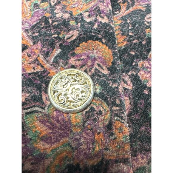 Boho Velvet Embroidered Paisley Tunic Jacket Beaded Collar Zip Pockets SZ M - Picture 4 of 12